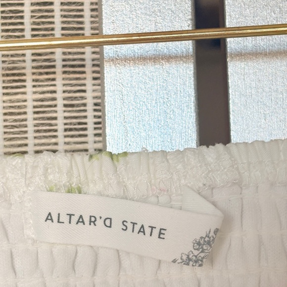 Altar'd State Strapless Dress in White with Pink Floral - Picture 4 of 6